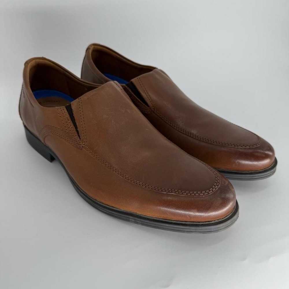 Clarks Collection Extreme Comfort Mens 9M Brown Leather Slip On Loafers Shoes